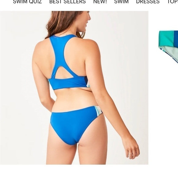 NWT Carve Designs Blue Teal Sanitas Color block Swimsuit Bikini Top Size L - Picture 2 of 11